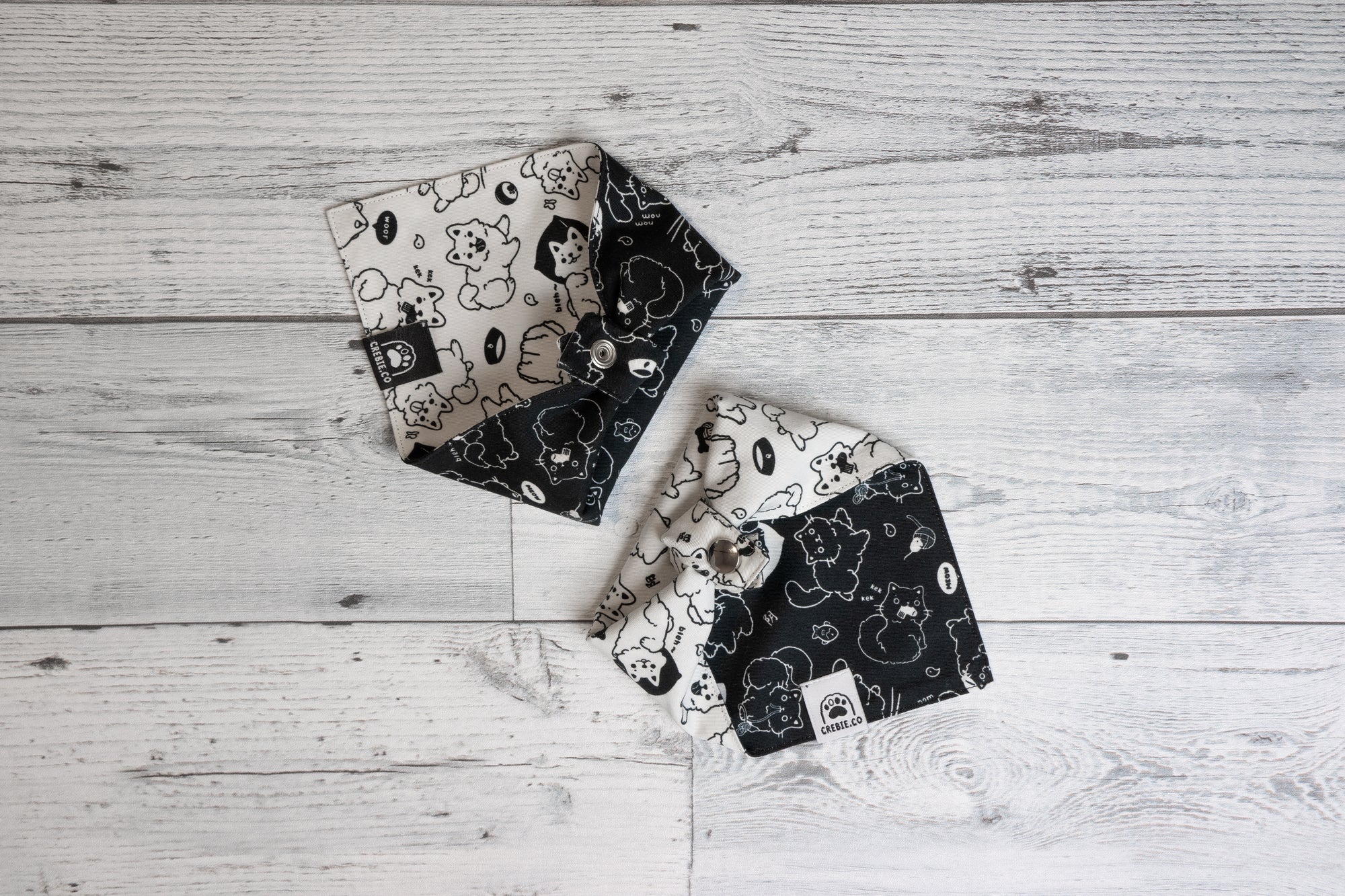 Black/White Reversible Pet Bandana