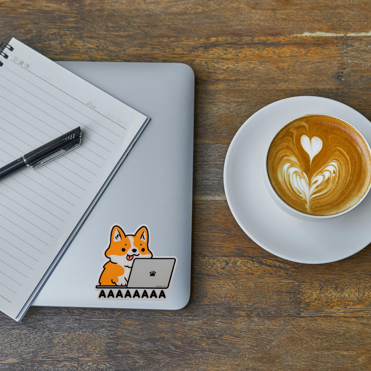 Corgi on Laptop Sticker