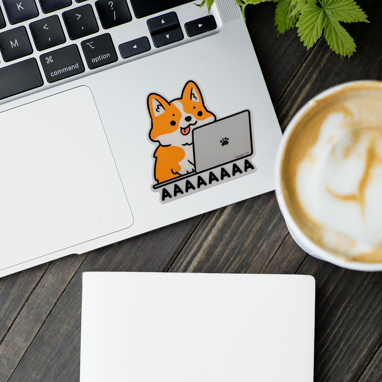 Corgi on Laptop Sticker
